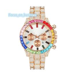 Custom Moissanite Watch Hip Hop Iced Out Vvs Fashion Color Diamond Calendar Moissanite Watch