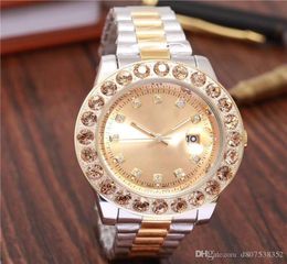 relogio Gold Luxury Men Automatic Iced Out Watch Mens Brand Watch Daydate President Wristwatch Red Business Reloj Big Diamond Watc5925891