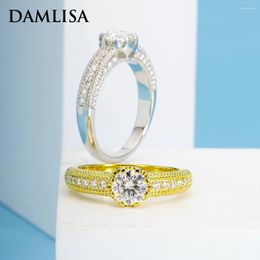 Cluster Rings DAMLISA 6mm Round Moissanite Engagement For Women 925 Silver D Colour VVS1 Lab Created Diamond Wedding Ring Factory Store