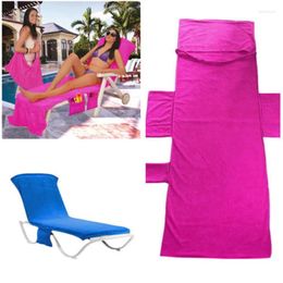 Towel 215x75cm Lounger Mate Beach Sun Bed Holiday Garden Lounge Pockets Carry Bag