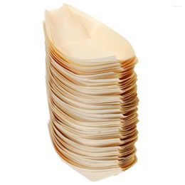 Disposable Dinnerware 50Pcs Wooden Sushi Boat Dishes Japanese Sashimi Plates Serving Trays