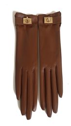Hs Same Style Autumn and Winter British Imported Sheepskin Leather Gloves Womens Thin Short Driving Warm Hand Touch Screen Repair9908694
