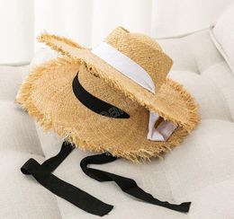 Women Oversized Big Brim Raffia Straw Hat Summer Beach UV Protection Sun Hats Ladies Floppy Boater Hat gorro1758139