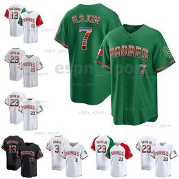 Cusom 23 Tatis Jr. Padres Mexico Baseball Jersey Heritage Night Juan Soto Manny Machado Ha-Seong Kim Jake Cronenworth Xander Bogaerts Blake Snell Tony Gwynn Shirts