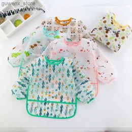 Bibs Burp Cloths Baby Bibs New Cute Children Baby Stuff Toddler Waterproof Long Sleeve Art Smock Feeding Bib Apron for Kids 0-6 Years Y240415Y240417X5MM