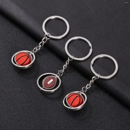 Keychains 1PC Fashion Sport Keychain Birthday Gift Silver Color Keyring Rotatable Football Basketball Baseball Pendant 8.5x3cm