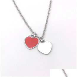 Pendant Necklaces 10Mm Heart Necklace Woman A Set Of Packaging Stainless Steel Blue Pink Green Jewellery Valentine Day Christmas Gifts F Dhsot