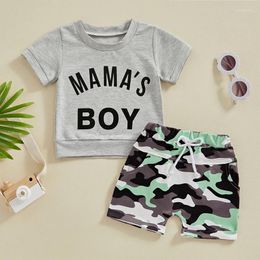 Clothing Sets Baby Boy Summer Shorts Outfits Short Sleeve Letter Print T-shirt Tops Camouflage Pants Toddler Casual Clothes 2024