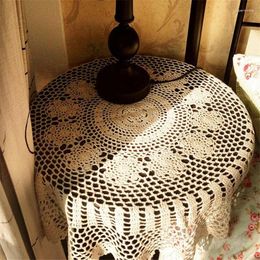 Table Cloth Pastoral Style Handmade Crocheted Tablecloth Round Chair Sofa Cover Diameter 70CM Quality Kitchen Goods