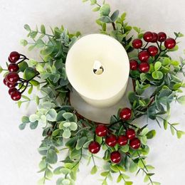 Decorative Flowers Candlestick Front Door Window Fireplace Hanging Ornaments Red Fruit Garland 1PC Pine Cone Berry Christmas Decoration Po