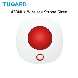 System Tugard Sn10 Indoor Horn Siren 433mhz Wireless Flashing Strobe Light Siren for Wifi Gsm Home Alarm Security System Red Color