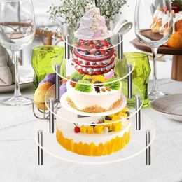 Decorative Plates Dessert Stands Clear Stackable Cake Display Rack Round Acrylic Cupcake Stand Holder Reusable Boards Disk Base Bakeware