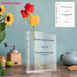 Clear Book Flowers Vase Elegant Book Vases for Flowers Creative Transparent Acrylic Vase Art Decorative for Home Bedroom Office 240415