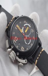 Luxusuhr mens watches Chronograph Japan Quartz movement Left crown orologio di lusso Large dial black leather strap Wristwatches5206485