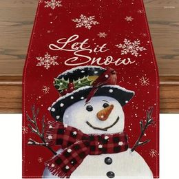 Table Cloth Linen Christmas Runner Snowman Xmas Tree Home Dining Cover Tablecloth 2024 Navidad Noel Decorations