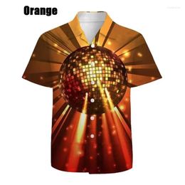 Men's Casual Shirts Fashion Disco Lighting Graphic Shirt 3d Print Short Sleeve Beach Personalised Plus Size Tops