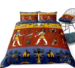 Bedding Sets Egypt Duvet Cover Set Retro Tribe Blue Red Beds Home Textiles Microfiber For Boys Kids Bedspread