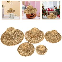 Decorative Figurines 5Pcs Mini Straw Hat Small Sombrero Crafting Used For Craft Use Doll Caps DIY Toys Accessories