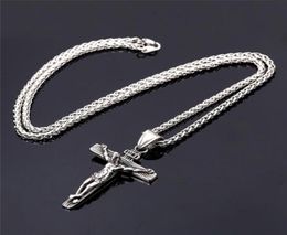 Chains Religious Jesus Cross Necklace For Men Gold Stainless Steel Crucifix Pendant With Chain Necklaces Male Jewelry Gift4230739