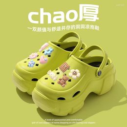 Bath Mats 6cm Sandal Slippers DIY Cute Cartoon Clogs Women Mules Summer Beach Sandals Cave Hole Female Garden Shoe For Students Girls