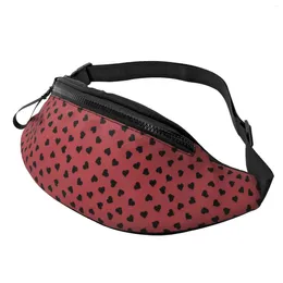 Backpack Retro Black Hearts Fanny Pack Bag School Travel Polyester Casual Unisex Mini One Size Outdoor