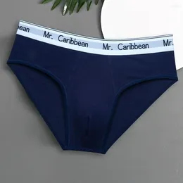 Underpants Sports Underwear Men's 3d Convex Design Briefs With Wide Waistband Letter Print Breathable Curve Fit For Men A