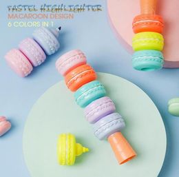 Andstal Cute Kawaii 6 Colours in 1 Macaroon Pastel Colour Highlighter Pen Soft Colour for school marker Stationery hilighter8554309