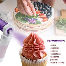 Baking Moulds Manual Nozzle For Cakes Glitter Decorating Tools DIY Cake Pump Colouring Spray With 4 Pcs Tube Kitchen