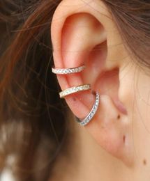 925 sterling silver Earrings Ear Cuff Clip On round cz circle stack 3 colors No Piercing Women earring Accessories5052382