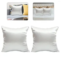 Pillow 2 Pcs Imitation Silk Pillowcase Faux Throw Covers Euro Sham Square Pillowslip Satin Silky Protector