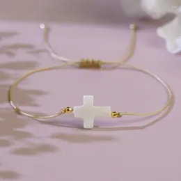 Link Bracelets Fashion Cute Shell Accessory Charm Handmade Cross Love Star Braided Summer Women Adjustable Bracelet