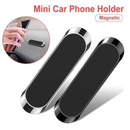 Magnetic Car Phone Holder For Iphone 12 11 Pro Samsung Xiaomi Multifunction Adhesive Bracket Long strip Metal Magnet Navigation Cars ZZ