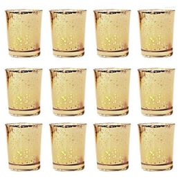 Candle Holders 12pcs Gold Mercury Glass Tealight Holder Votive Cup For Home Decor Wedding Centrepieces Party Supplies