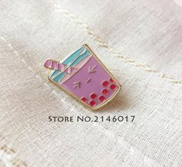 50pcs Custom Pin Brooch Strawberry Bubble Tea Badge Cute Kawaii Food Drink Pink Boba Milk Tea CuTea Soft Enamel Lapel Pin1742027863