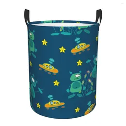 Laundry Bags Waterproof Storage Bag Cute Stars And Aliens Night Household Dirty Basket Folding Bucket Clothes Toys Organizer