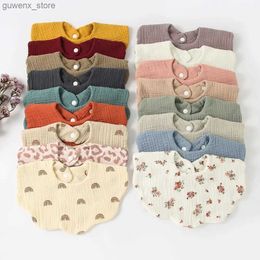 Bibs Burp Cloths Cotton Gause Baby Bibs Solid Colour Infant Bib Newborn Burp Cloths Bandana Scarf For Kids Newborn Boy Girls Feeding Saliva Towel Y240415Y240417GGQE