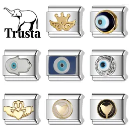 Charms Trusta 2024 Fashion Eye Heart Charm Italian Links 9mm Stainless Steel Bracelet For Women DIY Jewellery Wholesale N045