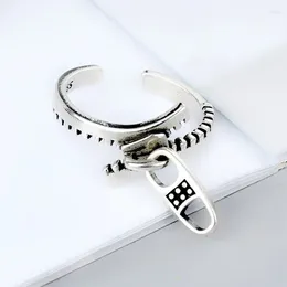 Wedding Rings Boho Retro Zipper Ring For Women Girls Men Adjustable Size Geometric Exquisite Creative Jewellery