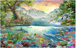Wallpapers Custom Po Wallpaper For Walls 3 D Murals Colorful Ocean Dolphin Cartoon Tiger Forest Paradise Children's Room Background Wall