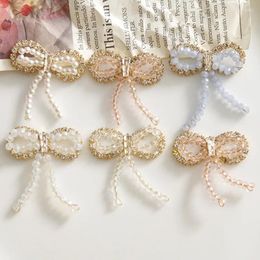 Charms 1pcs Sweet Crystal Rhinestone Bow DIY Hand Woven Beaded For Jewelry Making Earrings Supplies