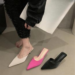 Slippers 2024 Fashionable Pointed Toe Stiletto Heel Shallow Mouth Sandals Summer Sexy Elegant Casual Fashion NO:M07