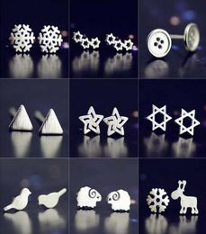 925 pure Silver earring needleplated platinum Earring SnowStarSheepTriangle mix delivery no fade 3385949