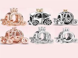 Luxury 925 Sterling Silver Charms DIY Beads Beaded Rose Gold Crown Lady Jewelry Gift Pumpkin Car Pendant Original for Fashion New Bracelet Women8299049