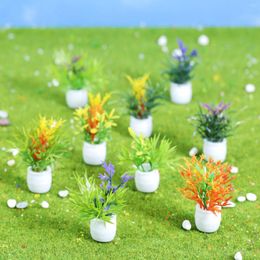 Decorative Figurines 9pc Colourful Miniature Flower Pots 5cm Resin Potted Plant Model DIY Fairy Garden Dollhouse Building Park Railway