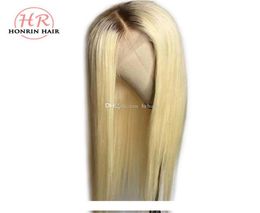 Honrin Hair Blonde Ombre T4 613 Lace Front Wig Brown Hair Roots Silky Straight Brazilian Virgin Human Hair Pre Plucked Full Lace W3061854