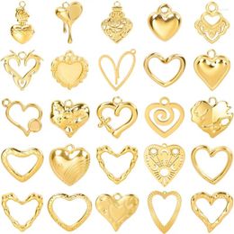 Charms Love Stainless Steel Charm For Earring Making Supplies 6pcs Heart Jewelry Pendants Fashion Accessories DIY Couple Gift Bedeltjes