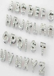 Whole 10mm 130pcslot AZ full rhinestones Slide letters DIY Alphabet Charm Accessories fit for 10mm pet collar keychains5412491