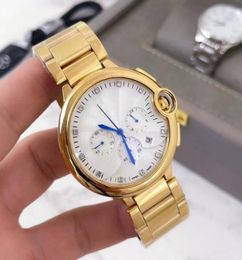 2021 fashion mens watches subdial work chronograph quartz movement watch leather strap diamond scall bleu casual wristwatch lifest2790641
