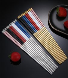 Stainless Steel Chopsticks Metal Chop Sticks Tableware Silver Gold Multicolor Tableware Wedding Party Festival Supplies JK2007XB7571186