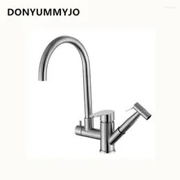 Kitchen Faucets DONYUMMYJO 1pc Stainless Steel Sink Pull Type Spray Gun Multifunctional Faucet And Cold Tap